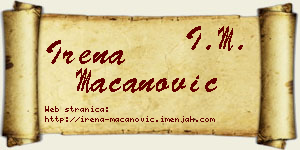 Irena Macanović vizit kartica